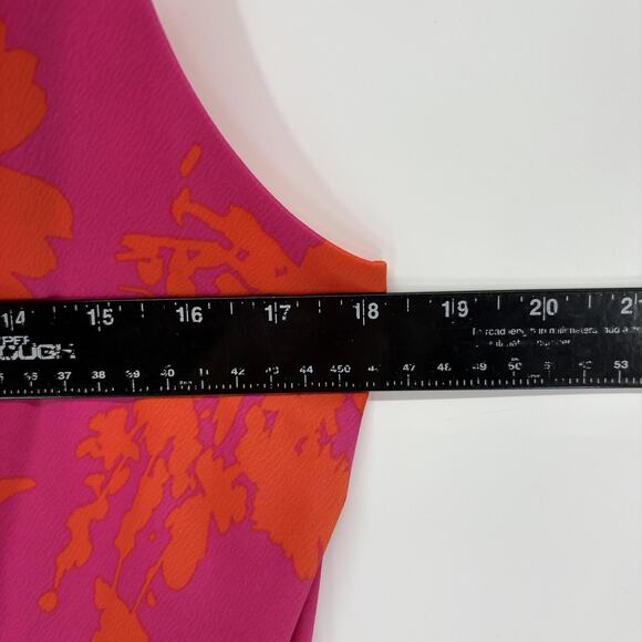 Bar III Slip Dress Womens Medium Pink Orange Floral Maxi Draped Neck - Picture 5 of 8